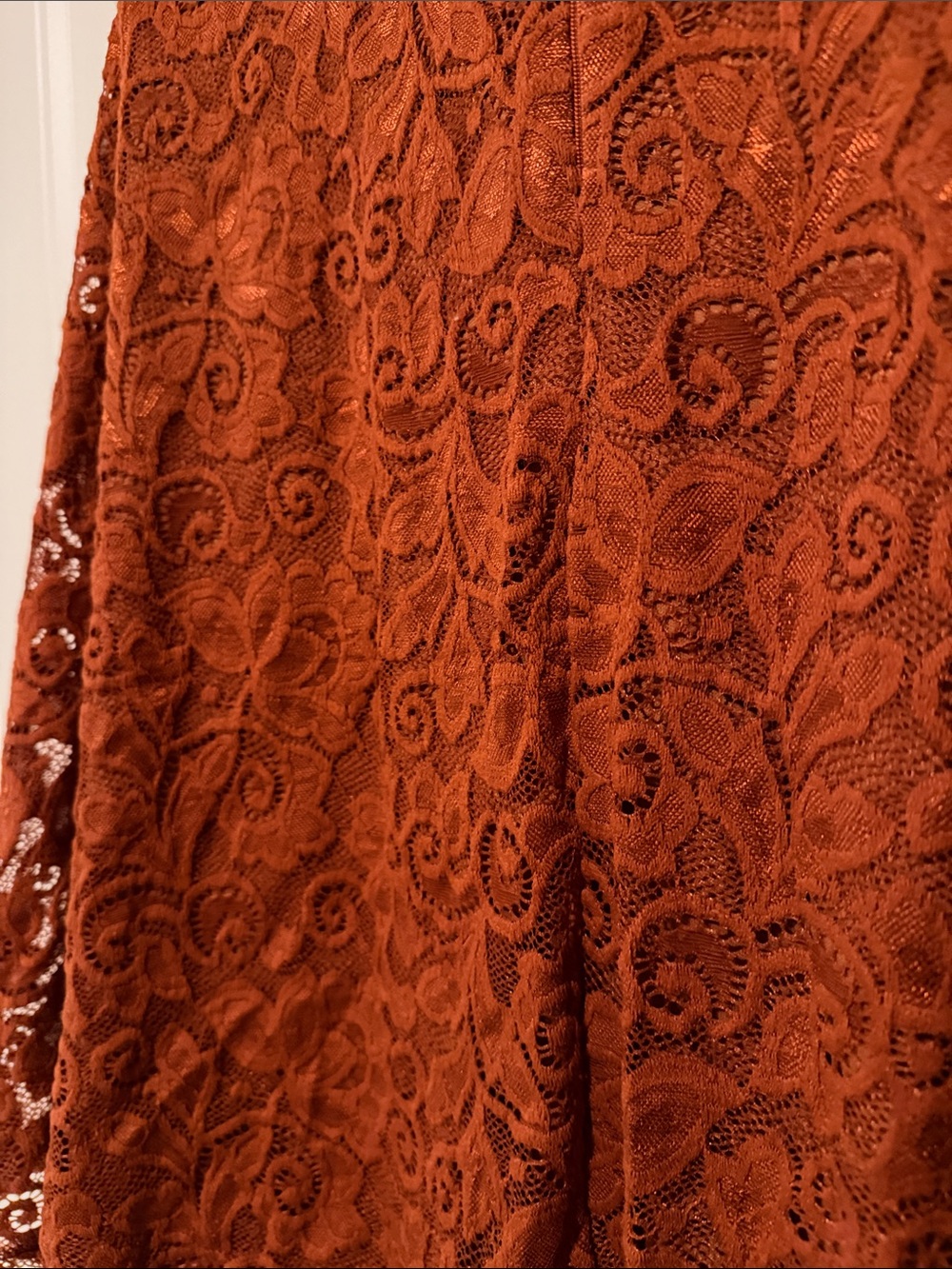 Off-Shoulder Rust Lace Midi Dress 2XL - Picture 5 of 6